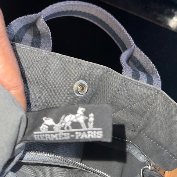 Hermes Paris Fourre Tout Grey Cotton Canvas Small Tote Bag - Picture 10 of 11